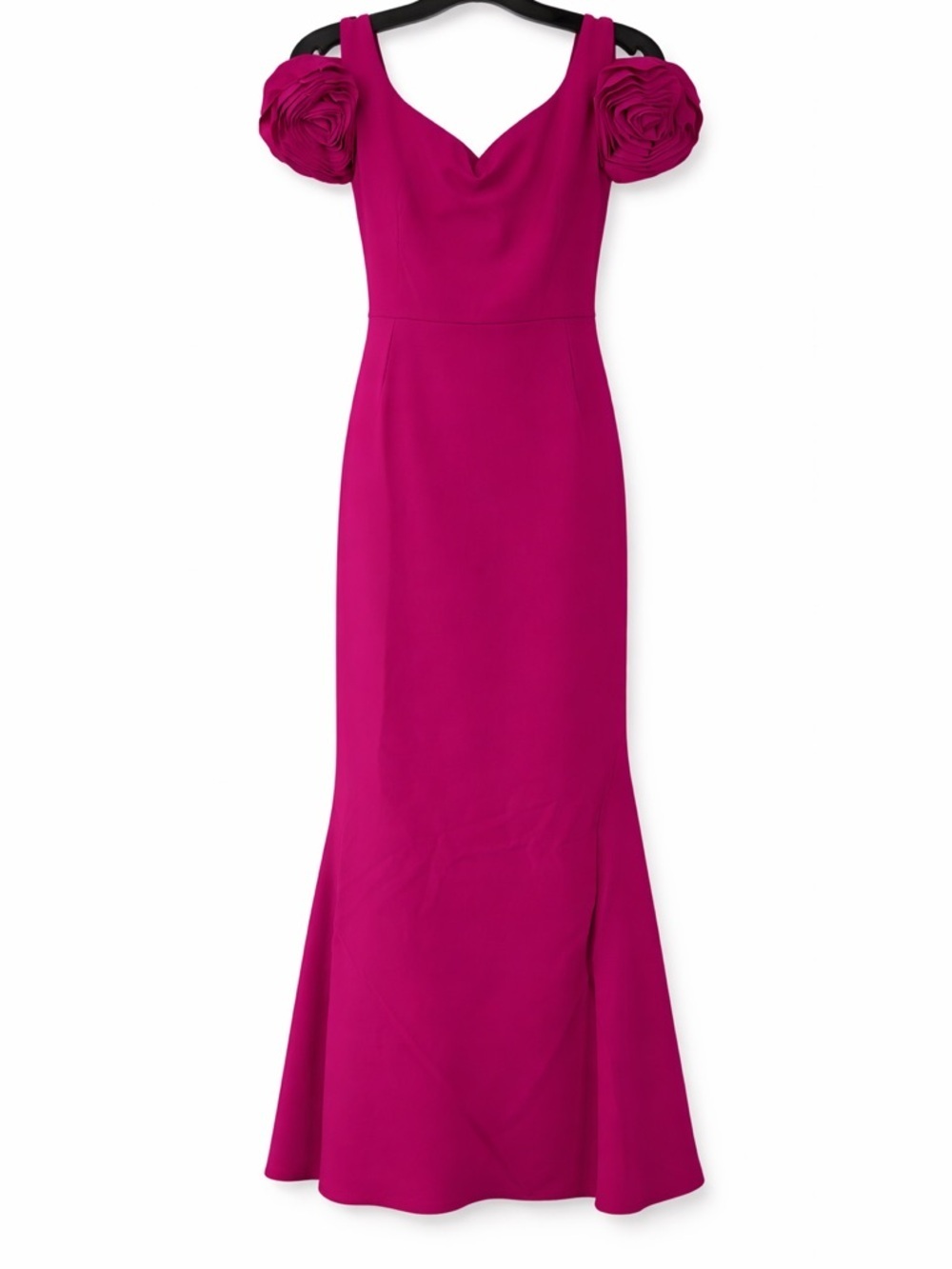 Chiara Boni Fuchsia Maxi Gown with Rosette Shoulder Detail - Picture 2 of 2